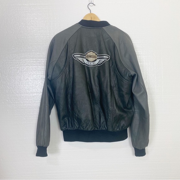 Harley Davidson 100th Anniversary Leather Bomber Jacket Size Medium - Picture 2 of 12